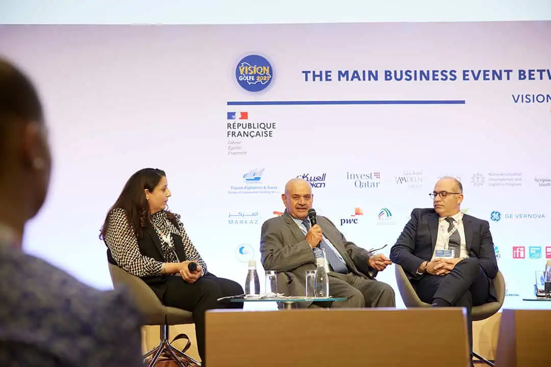 Mr. Emmanuel Macron Mr. Faisal Ali Al Mutawa delivers a speech at the Vision Golfe 2023 in Paris